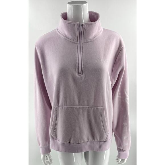 PINK Victorias Secret Womens Sweatshirt Top XXL Light Pink Quarter Zip Pullover - Picture 2 of 8